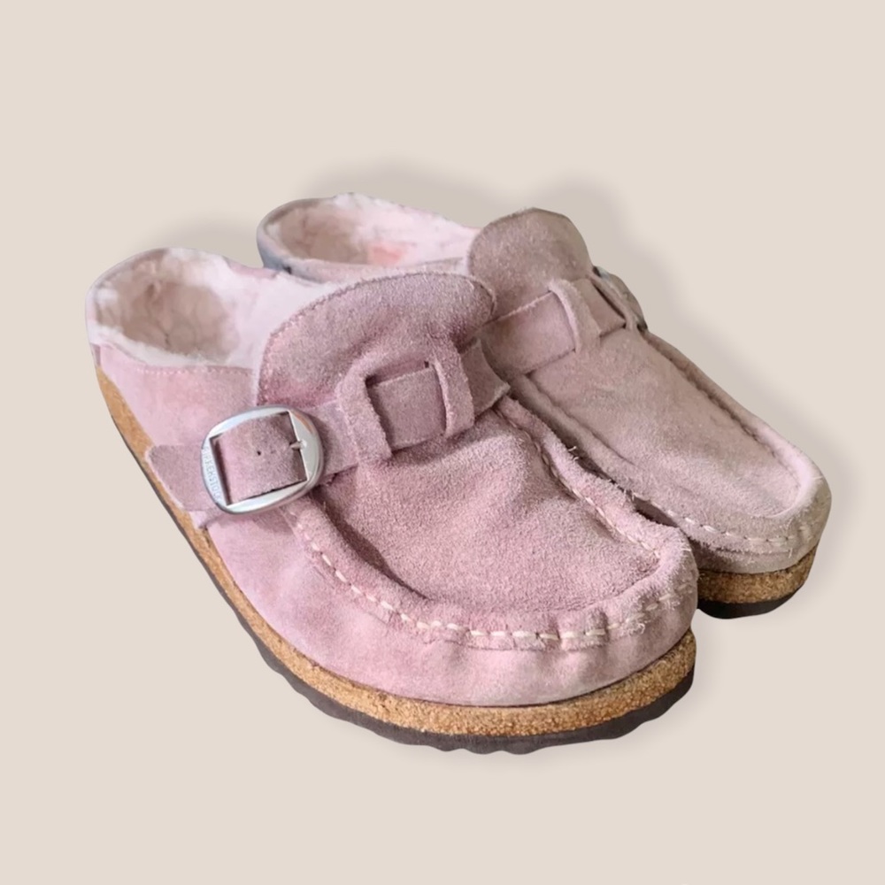 Birkenstock Buckley Shearling Clogs, Lavender Suede, Women's 7  (EU 38)